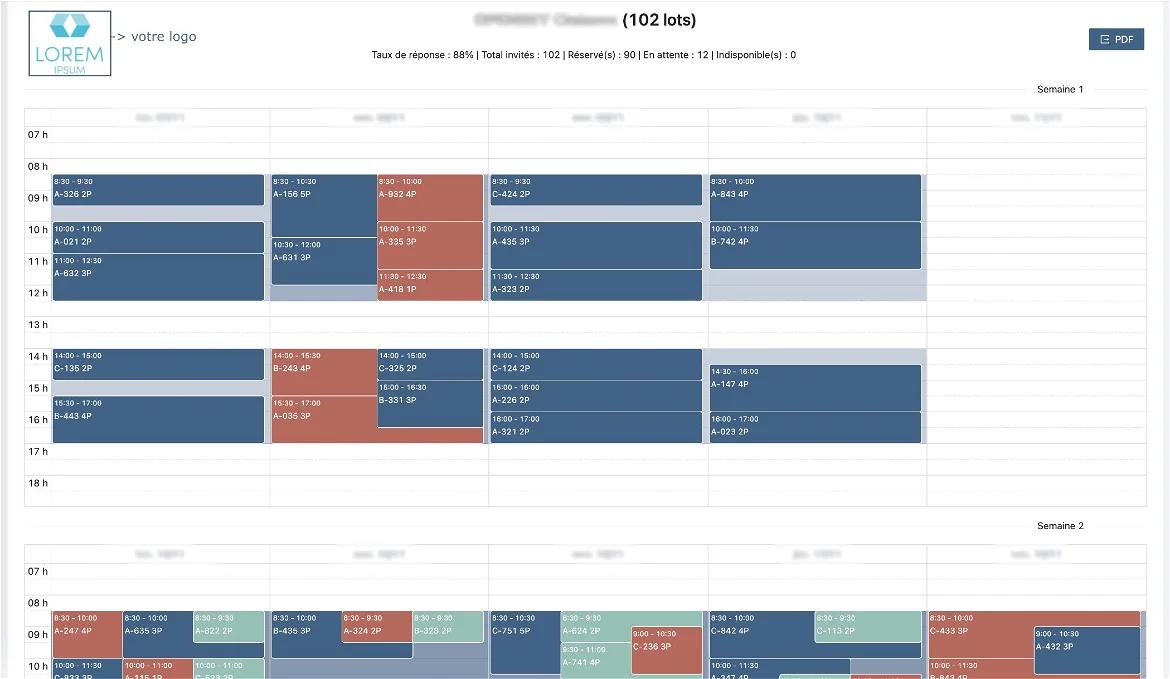 Diffusion du planning en temps réel